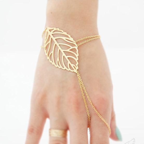 One Leaf Alloy Mori Style Simple Bracelet