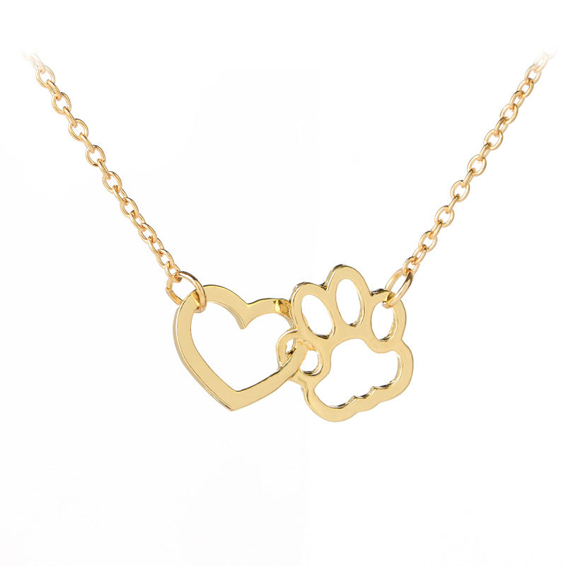 Ornament Dog's Paw Heart-shaped Alloy Short Necklaces