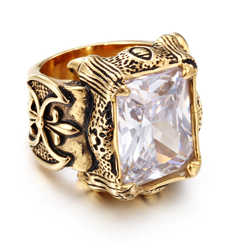 Men's Stainless Steel Hand Retro Punk Brother Ruby Titanium Rings