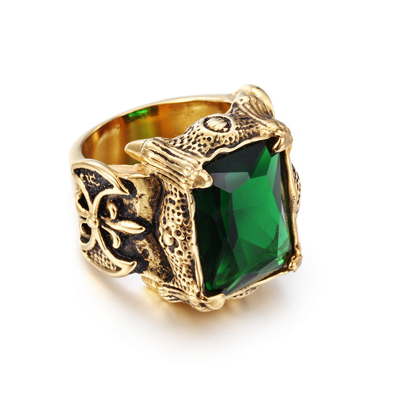 Men's Stainless Steel Hand Retro Punk Brother Ruby Titanium Rings