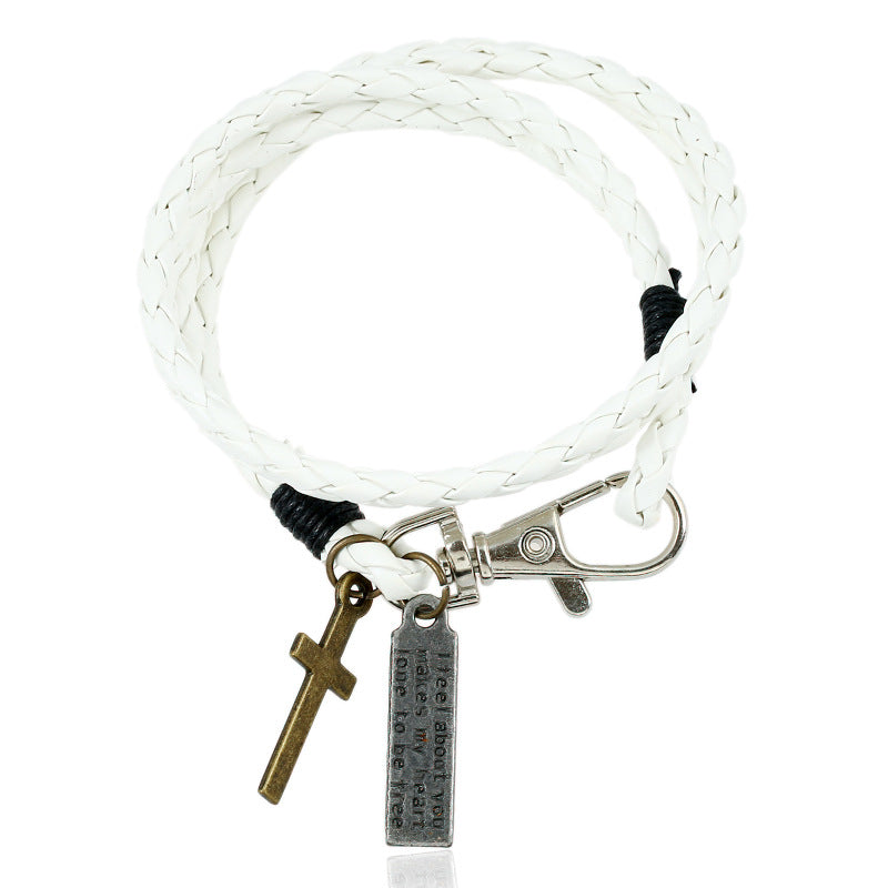 Woven Leather Simple Double Imitation Punk Bracelet