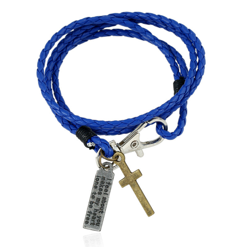 Woven Leather Simple Double Imitation Punk Bracelet