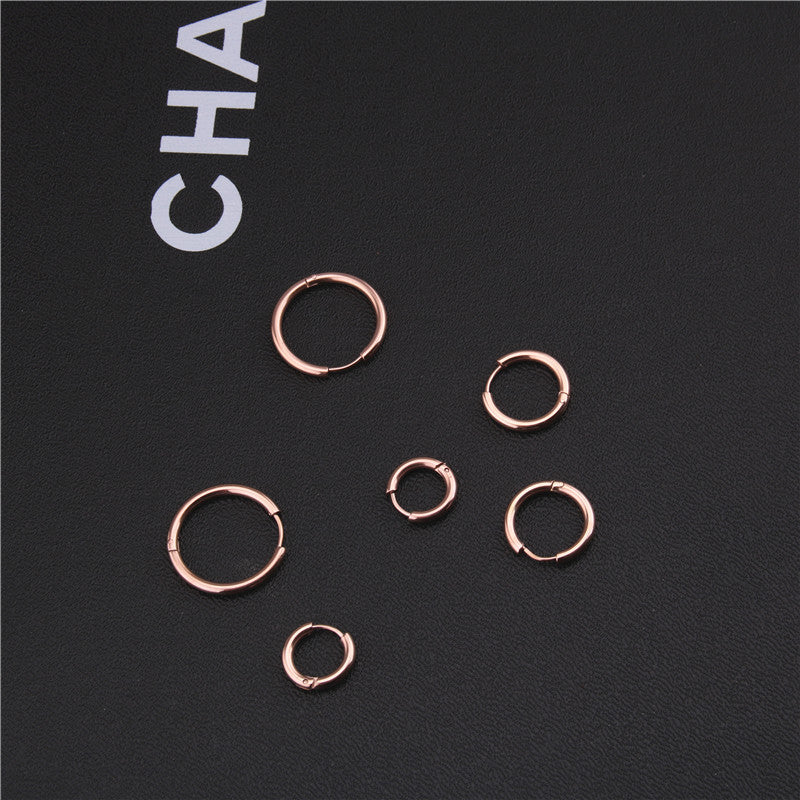 Steel Rose Gold Simple Personality Elegant Earrings