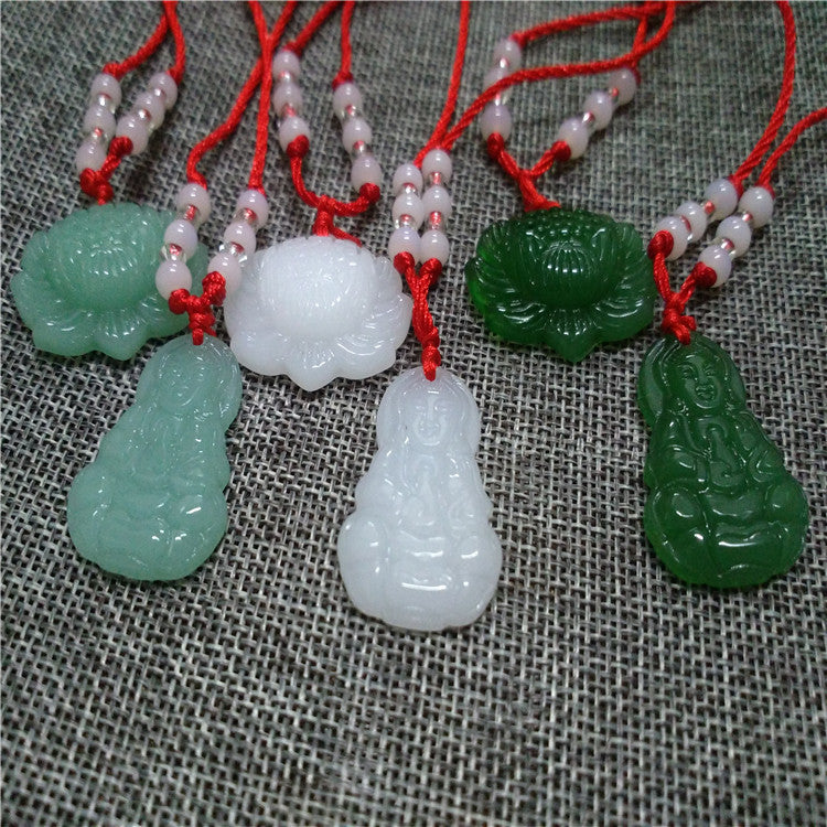 Imitation Jade Buddha Running Rivers Lakes Upside Down Meeting Necklaces