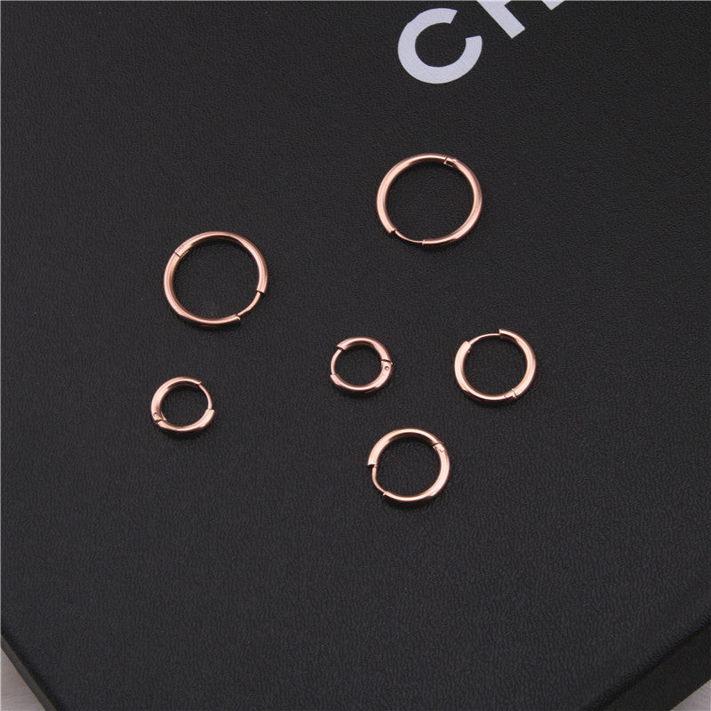 Steel Rose Gold Simple Personality Elegant Earrings