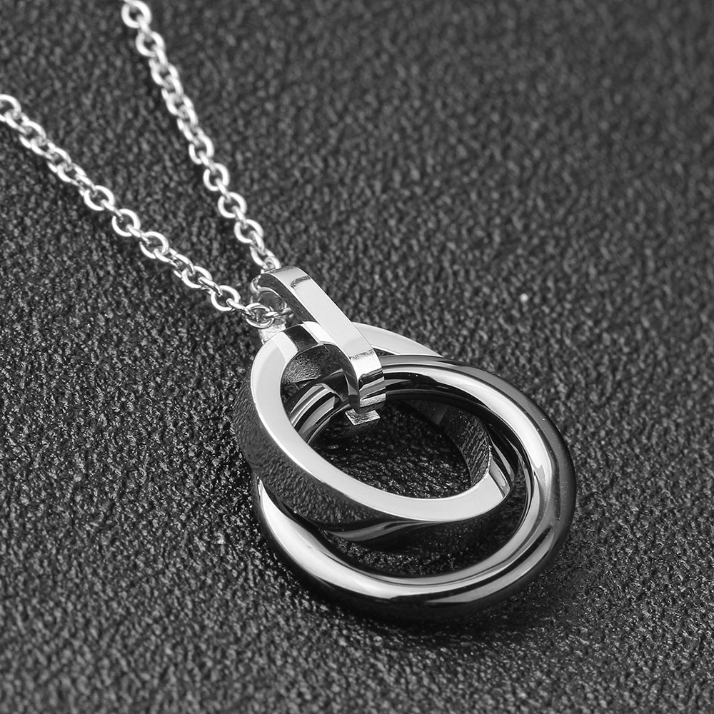 Simple Personality Black White Cross Ceramic Clavicle Chain Pendants