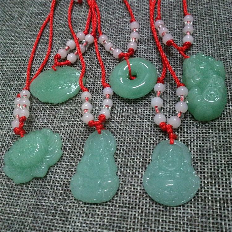 Imitation Jade Buddha Running Rivers Lakes Upside Down Meeting Necklaces