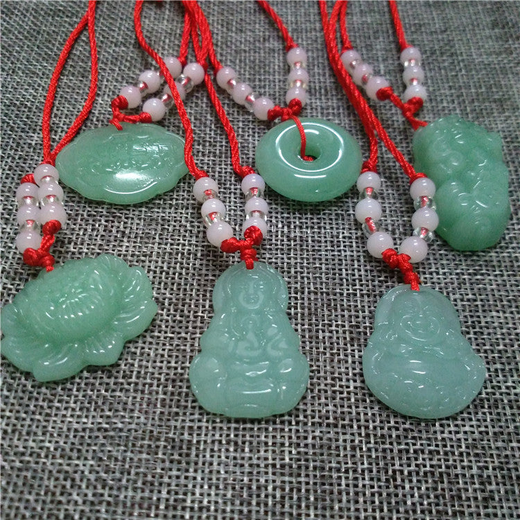 Imitation Jade Buddha Running Rivers Lakes Upside Down Meeting Necklaces