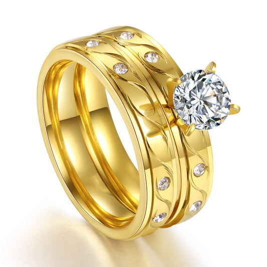 Titanium Steel Zircon Female Hand Stainless Ring