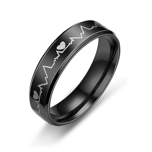 Titanium Steel Korean Style Personalized Ecg Rings