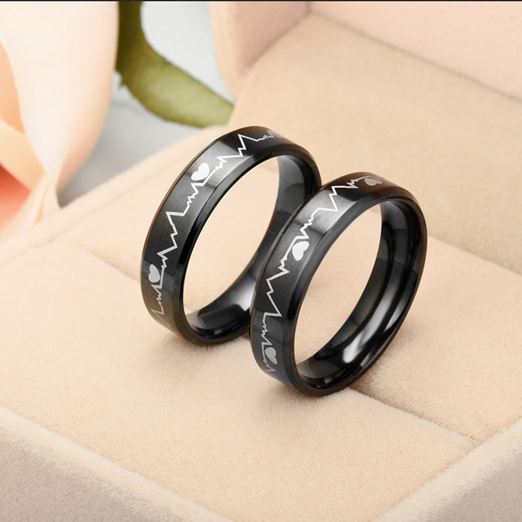 Titanium Steel Korean Style Personalized Ecg Rings