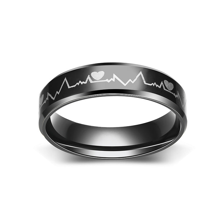 Titanium Steel Korean Style Personalized Ecg Rings