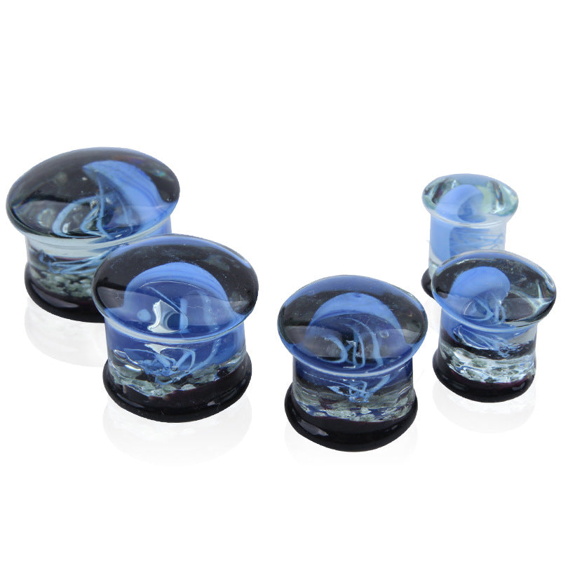 Glass Earhole Enlarging Tools Ear Luminous Jellyfish Stud Earrings