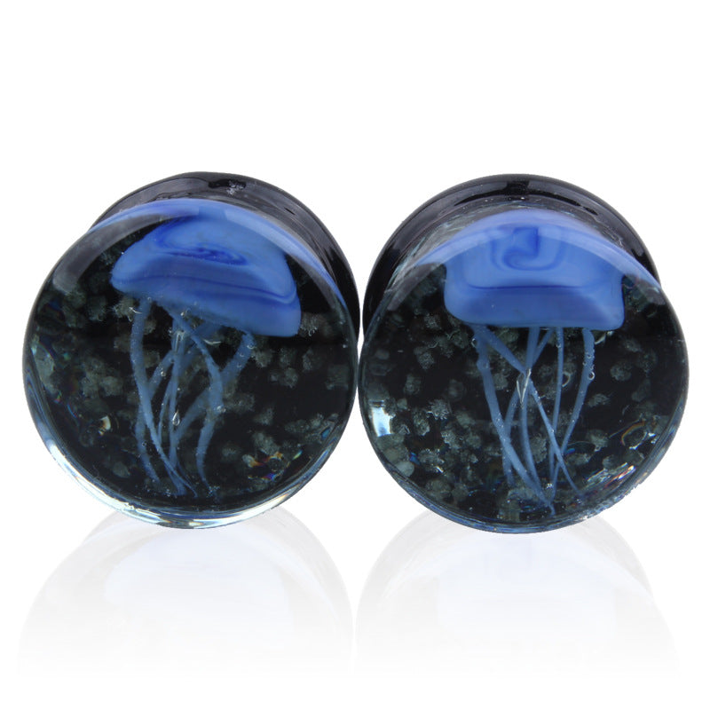 Glass Earhole Enlarging Tools Ear Luminous Jellyfish Stud Earrings