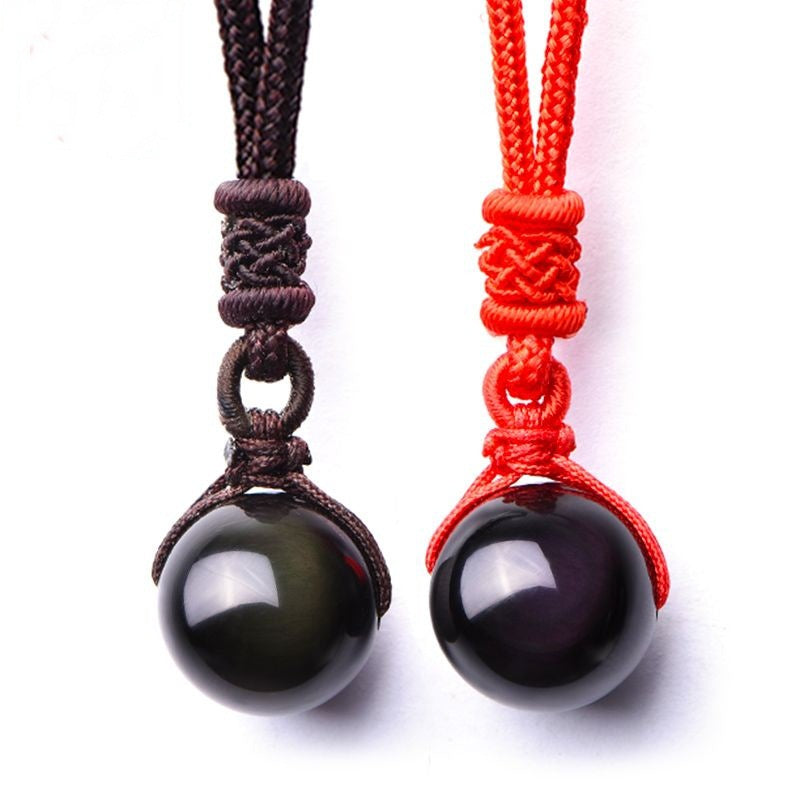 Women's & Men's Rainbow Eye Natural Obsidian Fate Lucky Pendants