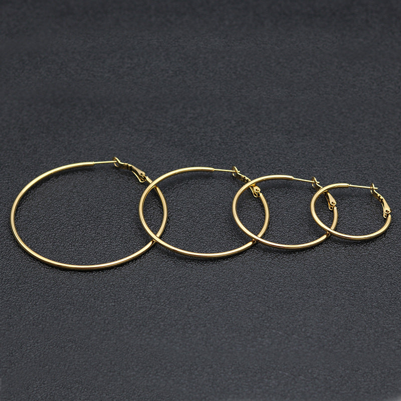 Women's Fashion Personality Big Ear Exaggerated Titanium Steel Round Circle For Earrings