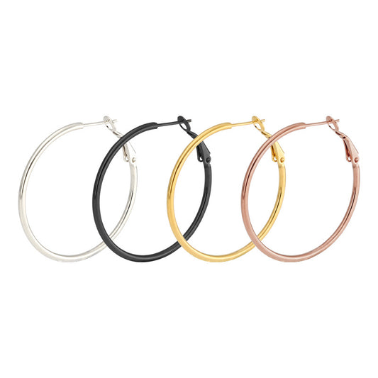 Women's Fashion Personality Big Ear Exaggerated Titanium Steel Round Circle For Earrings
