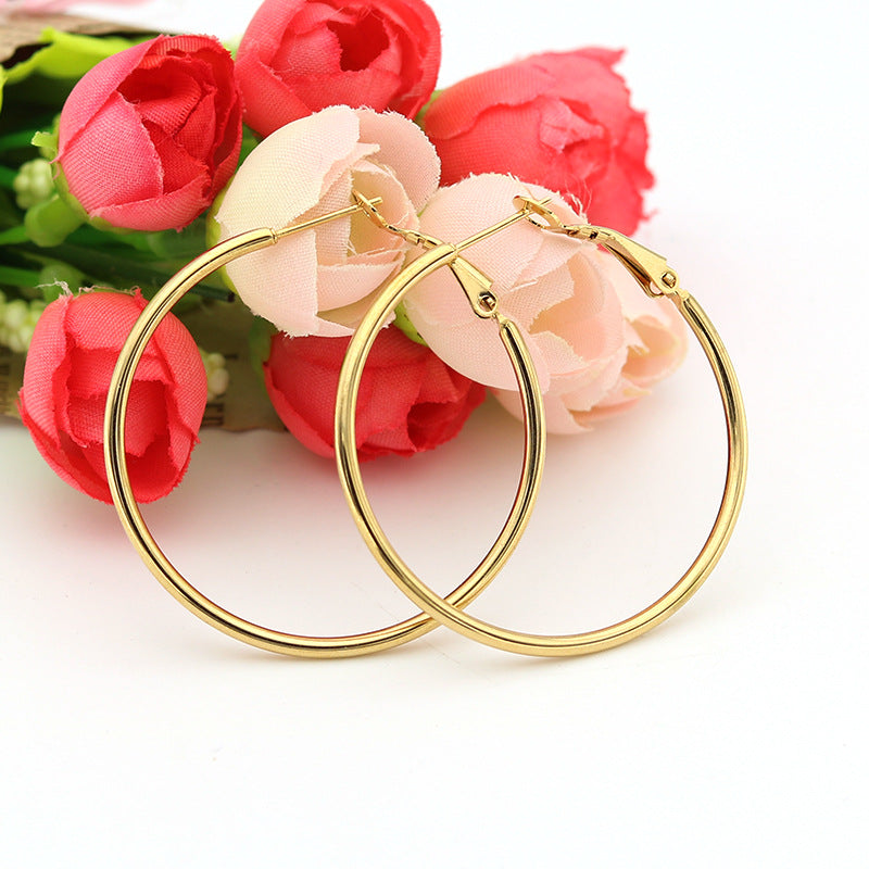 Women's Fashion Personality Big Ear Exaggerated Titanium Steel Round Circle For Earrings