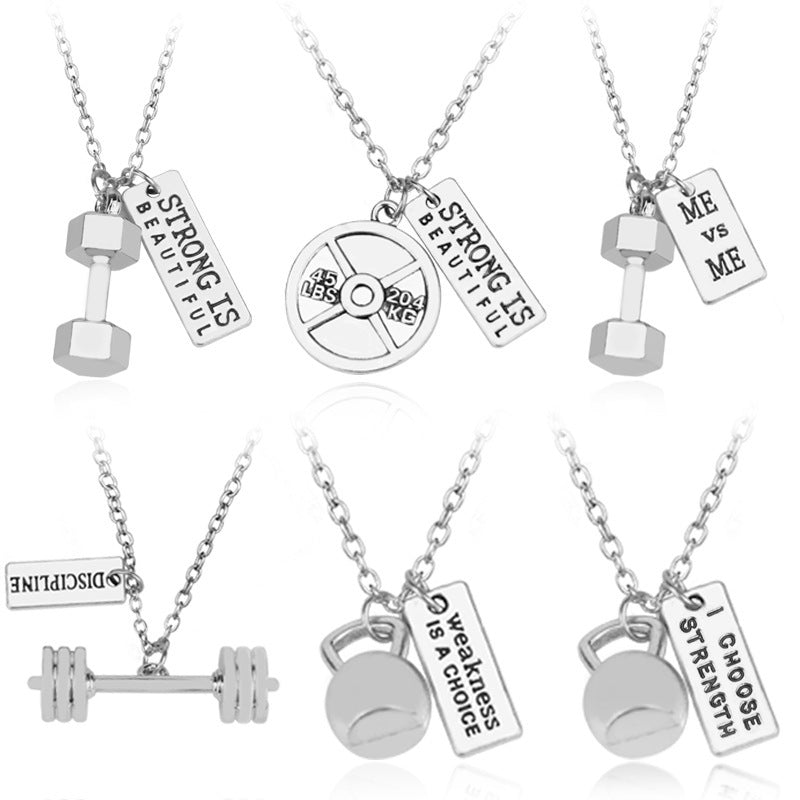 Creative Trendy Fitness Sports Weightlifting Dumbbell Necklace