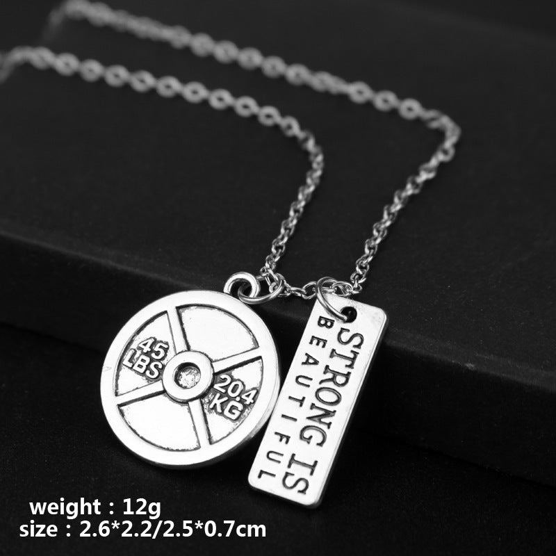 Creative Trendy Fitness Sports Weightlifting Dumbbell Necklace
