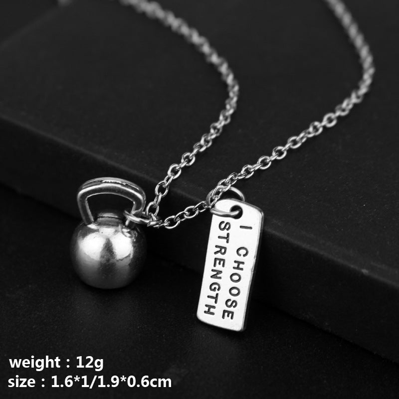 Creative Trendy Fitness Sports Weightlifting Dumbbell Necklace
