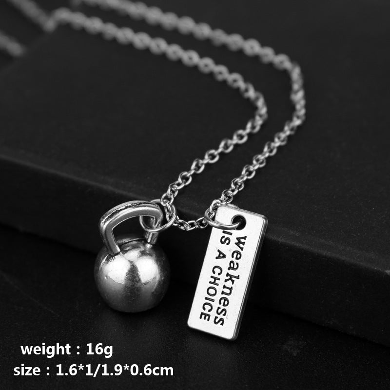 Creative Trendy Fitness Sports Weightlifting Dumbbell Necklace