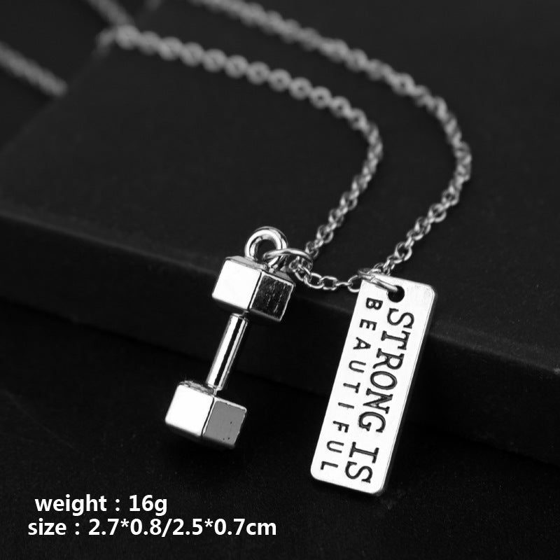 Creative Trendy Fitness Sports Weightlifting Dumbbell Necklace