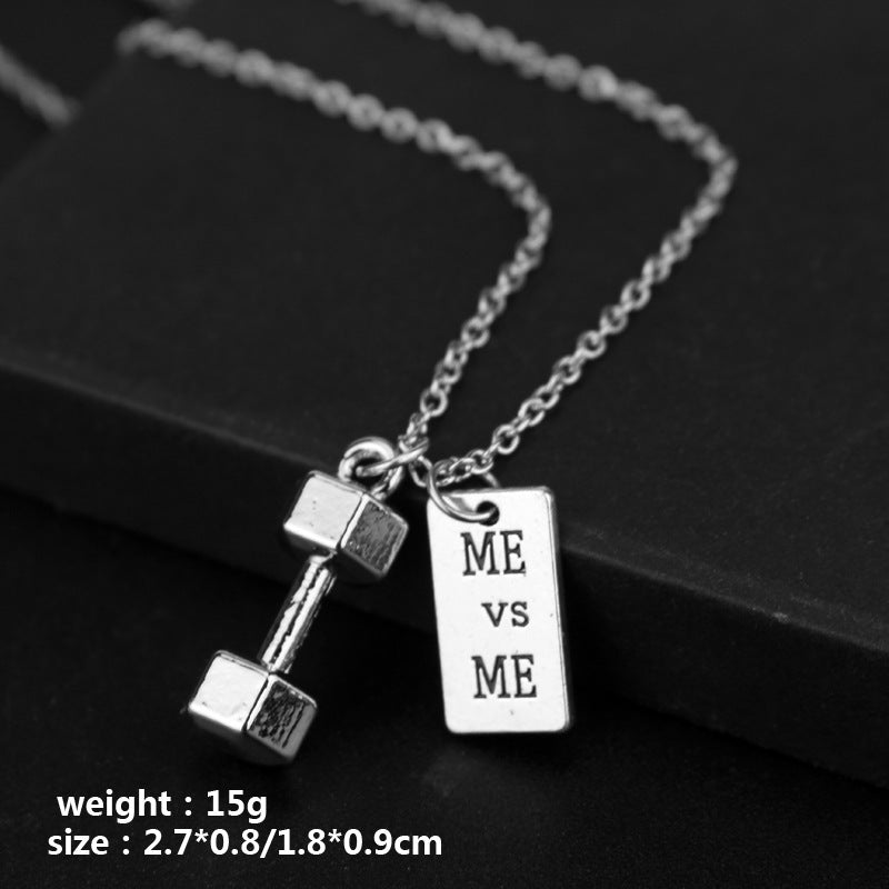 Creative Trendy Fitness Sports Weightlifting Dumbbell Necklace