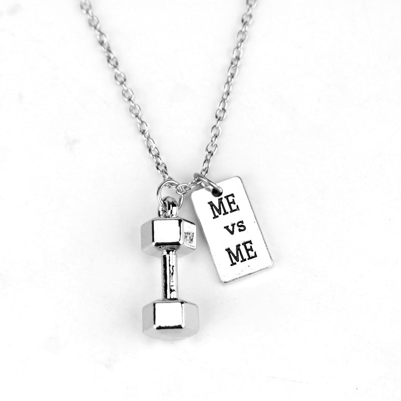 Creative Trendy Fitness Sports Weightlifting Dumbbell Necklace