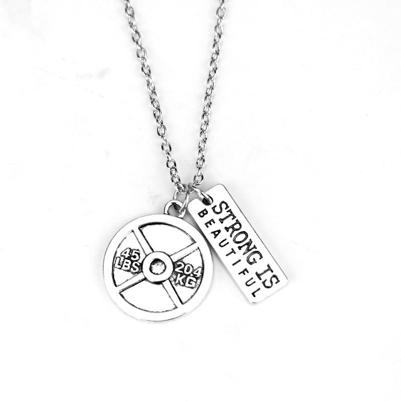 Creative Trendy Fitness Sports Weightlifting Dumbbell Necklace