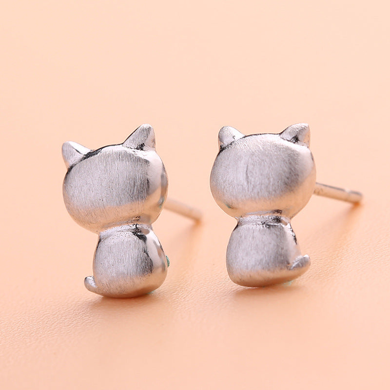 Graceful Petite Statement Cat Korean Style Stud Earrings