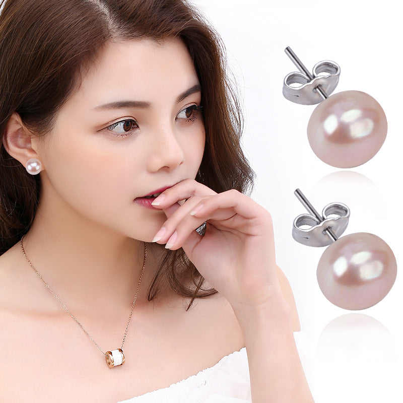 Women's Natural Freshwater Pearl Ear Female Fashion Stud Earrings