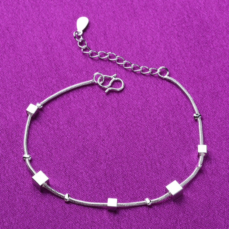 Simple Handmade Brushed Geometric Small Square Fashion Bracelet