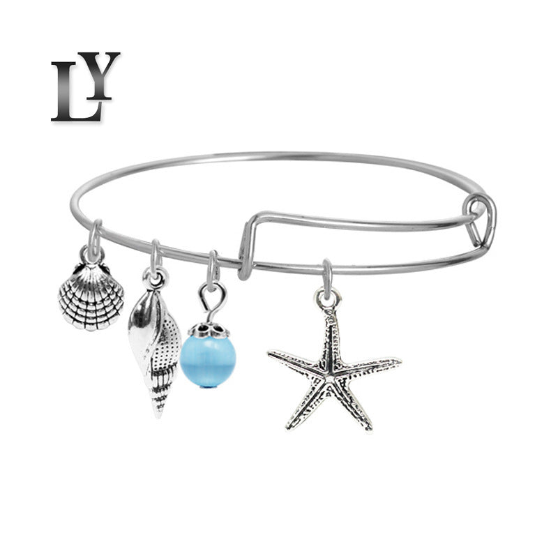 Tree Palm Starfish Shell Alloy Female Personality Iron Bracelet