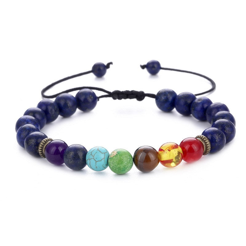 Lazuli Wheel Tiger Eye Adjustable Woven Bracelet