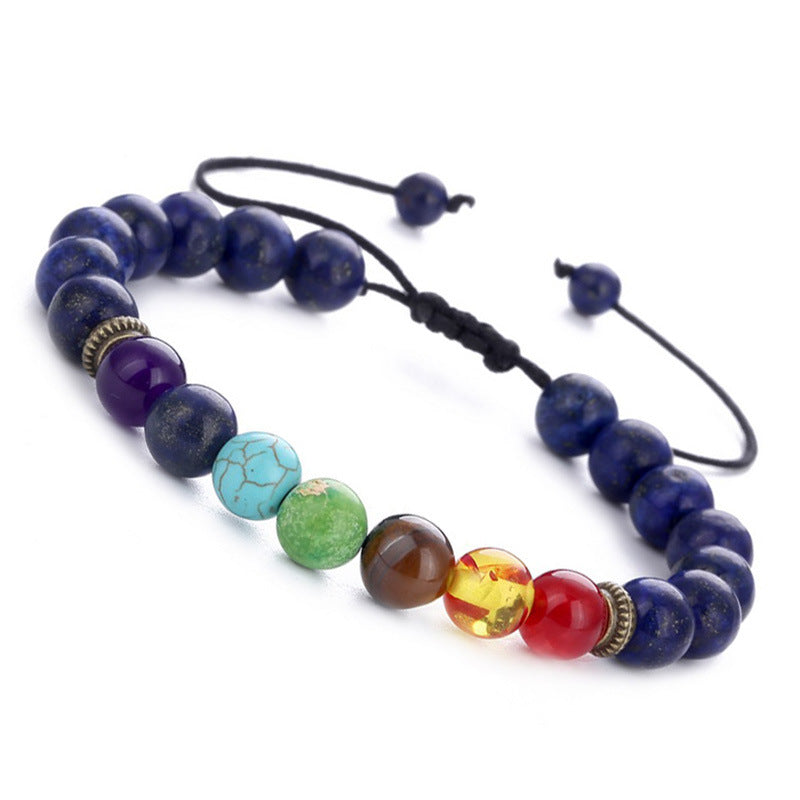 Lazuli Wheel Tiger Eye Adjustable Woven Bracelet