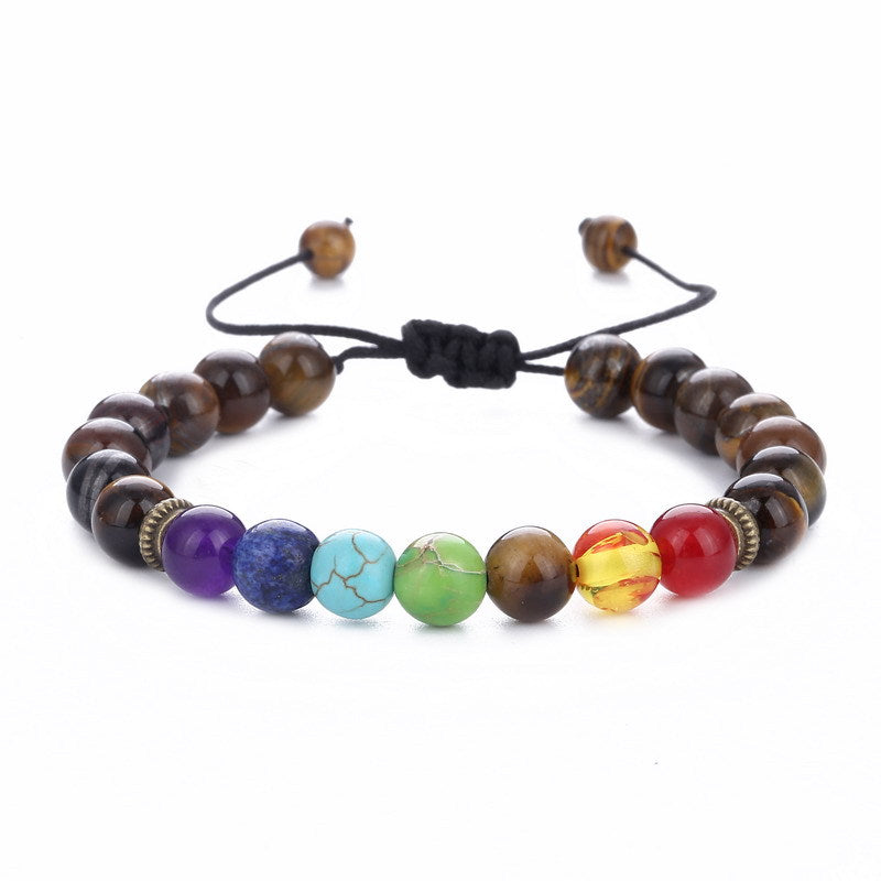 Lazuli Wheel Tiger Eye Adjustable Woven Bracelet