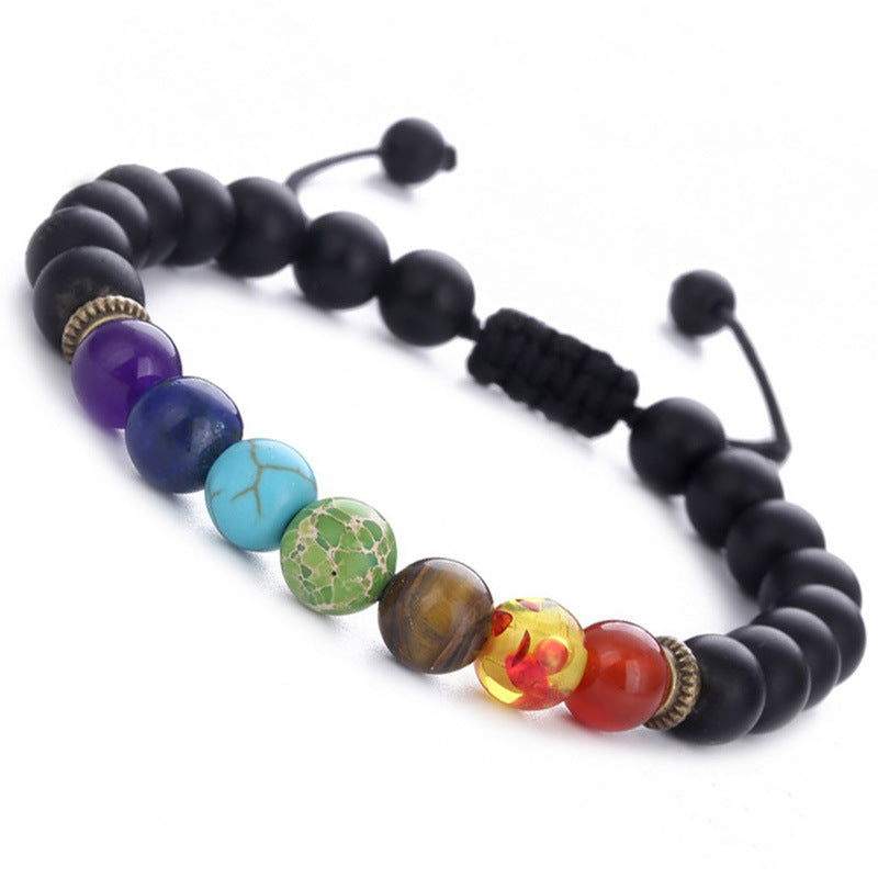 Lazuli Wheel Tiger Eye Adjustable Woven Bracelet