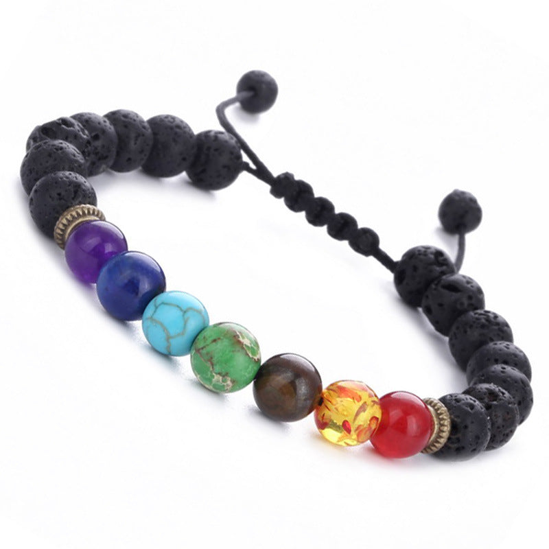 Lazuli Wheel Tiger Eye Adjustable Woven Bracelet