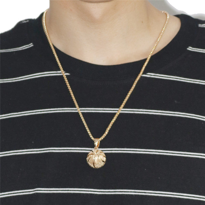 Men's Three-dimensional Basketball Sports Ball Trend Necklaces