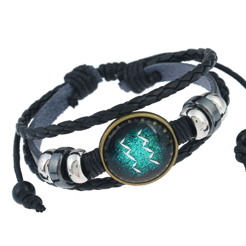 Twee Constellations Hand-woven Beads Vintage Cowhide Bracelet