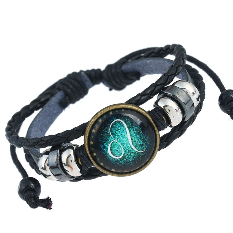 Twee Constellations Hand-woven Beads Vintage Cowhide Bracelet