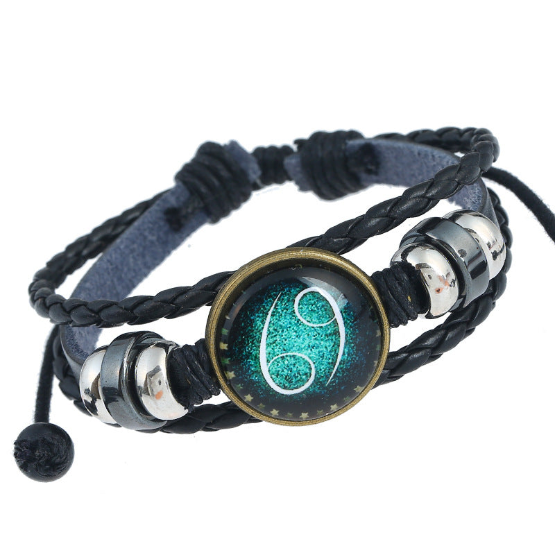 Twee Constellations Hand-woven Beads Vintage Cowhide Bracelet