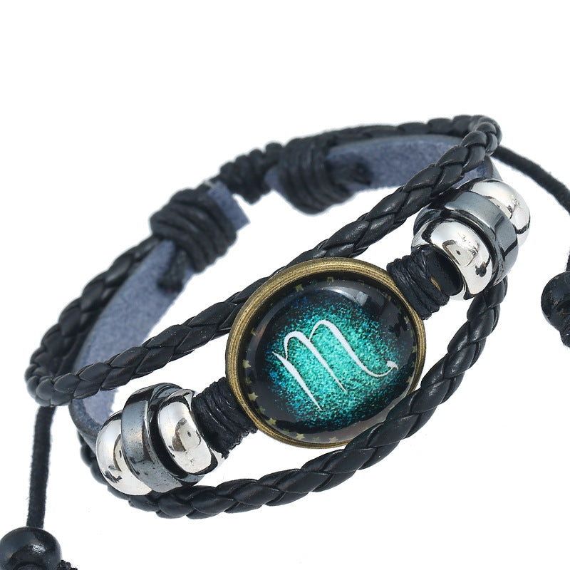 Twee Constellations Hand-woven Beads Vintage Cowhide Bracelet