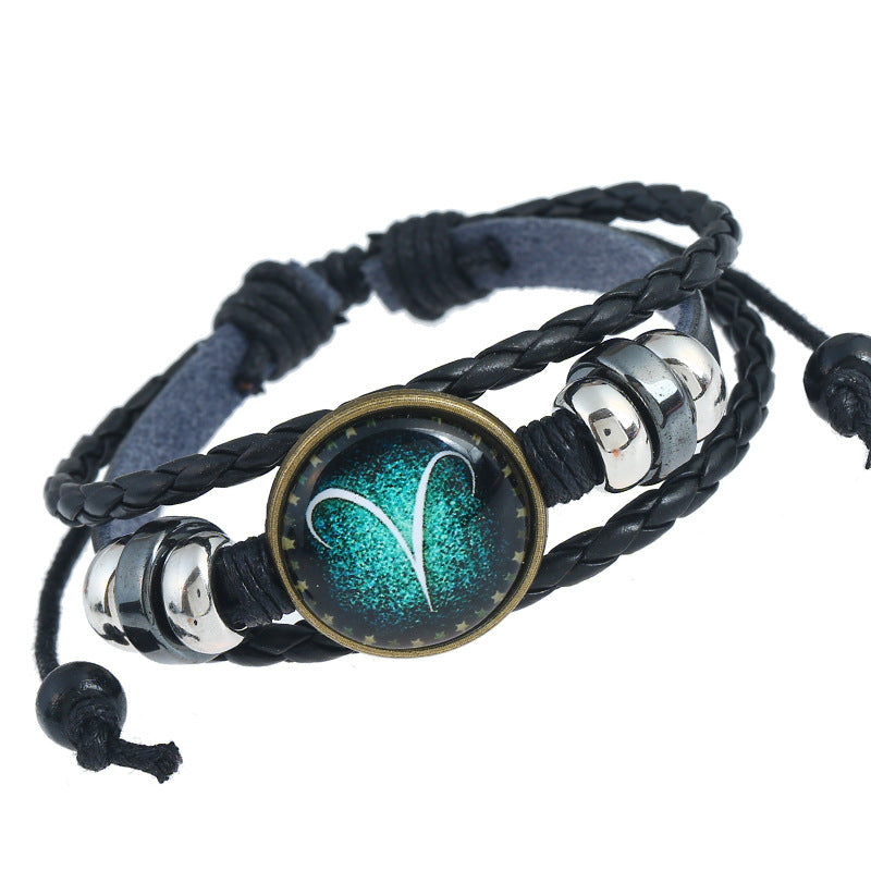 Twee Constellations Hand-woven Beads Vintage Cowhide Bracelet