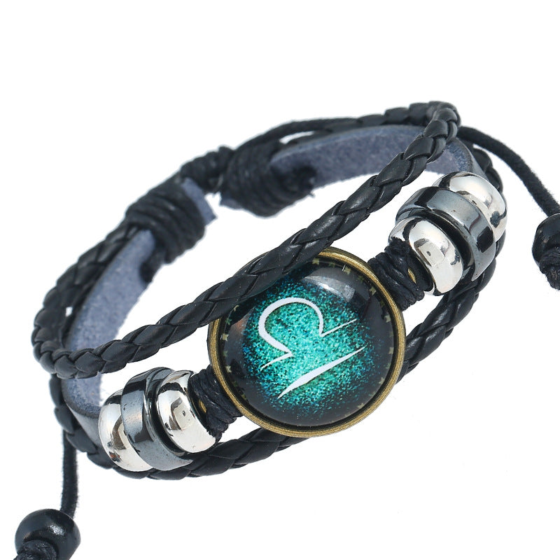 Twee Constellations Hand-woven Beads Vintage Cowhide Bracelet