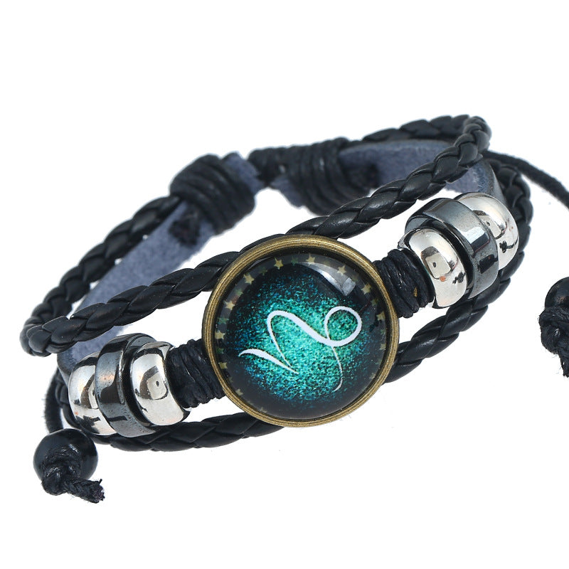 Twee Constellations Hand-woven Beads Vintage Cowhide Bracelet