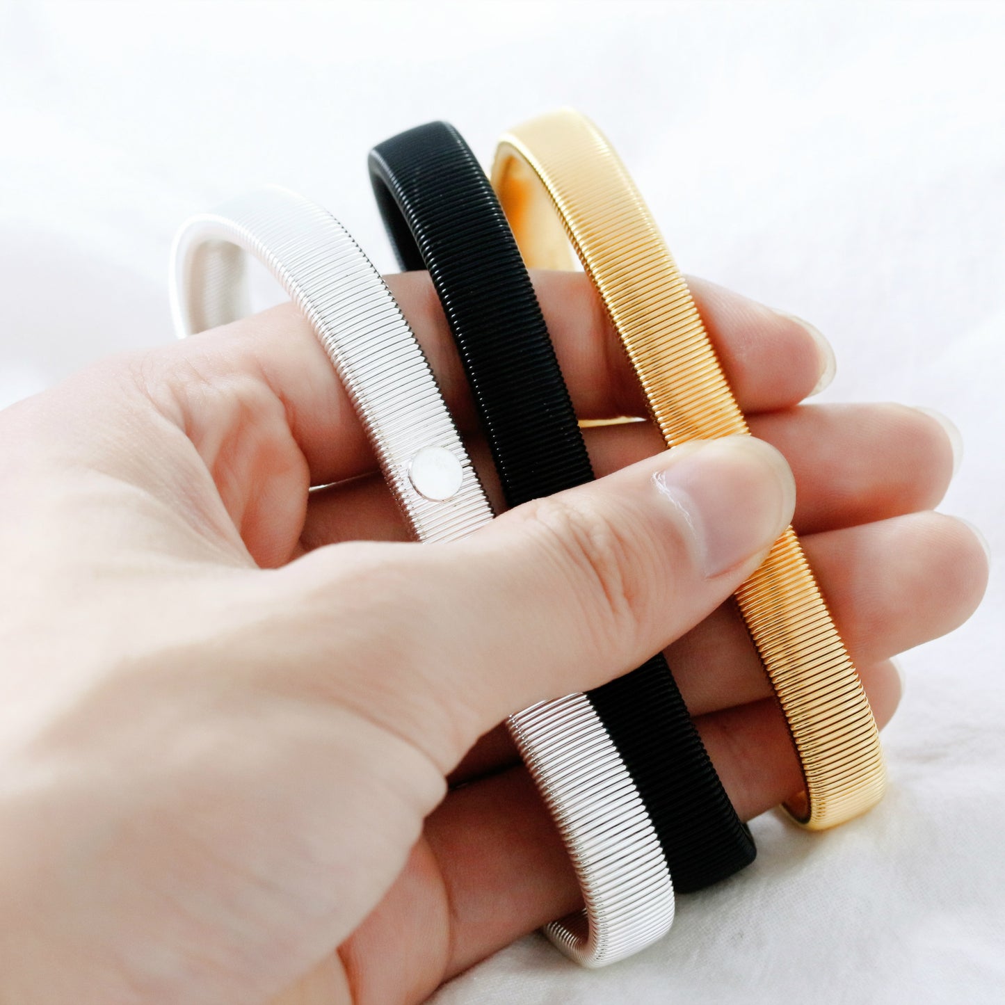 Men's Metal Spring Bangle Armband Elastic Bracelet