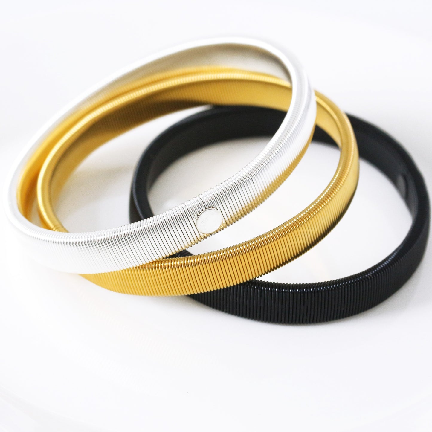 Men's Metal Spring Bangle Armband Elastic Bracelet