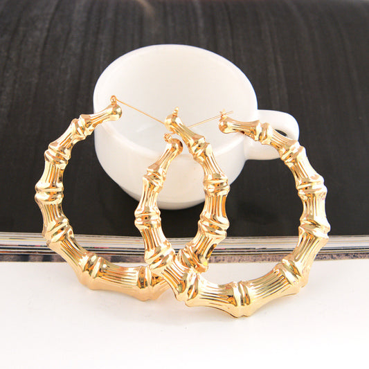 Golden Big Circle Hip Hop Eardrop Earrings